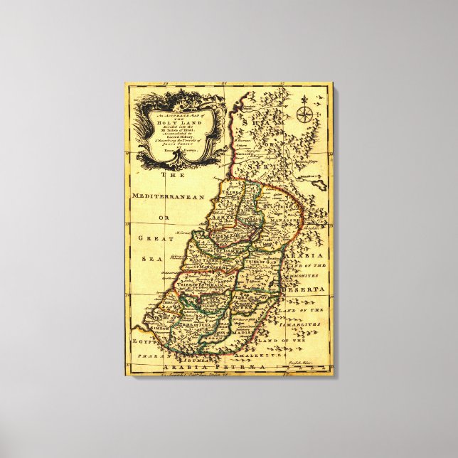 Impressão Em Tela As tribos de Israel na PalestinaMapa Panorâmico (Frente)