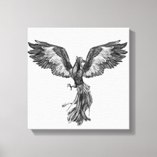 Impressão Em Tela Ascensão de Phoenix - preto e branco