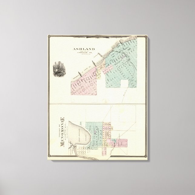 Impressão Em Tela Ashland e Menomonie, Wis (Frente)