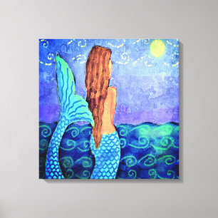 Impressão Em Tela Assistindo à pintura digital com Abstrato Sun