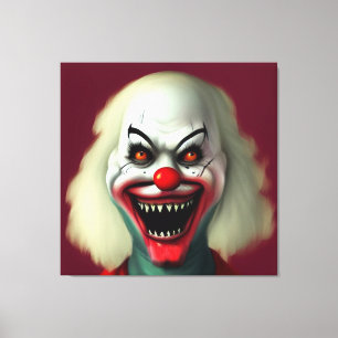 Impressão Em Tela assustador retrato de terror de palhaço monstro fe