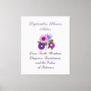 Impressão Em Tela Aster Flor Mês de Nascimento de Setembro