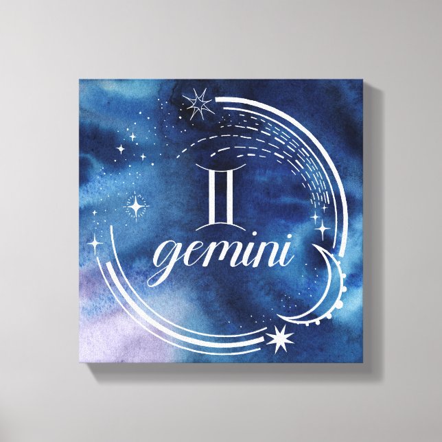 Impressão Em Tela Astrologia por Aquarela - Gemini (Frente)