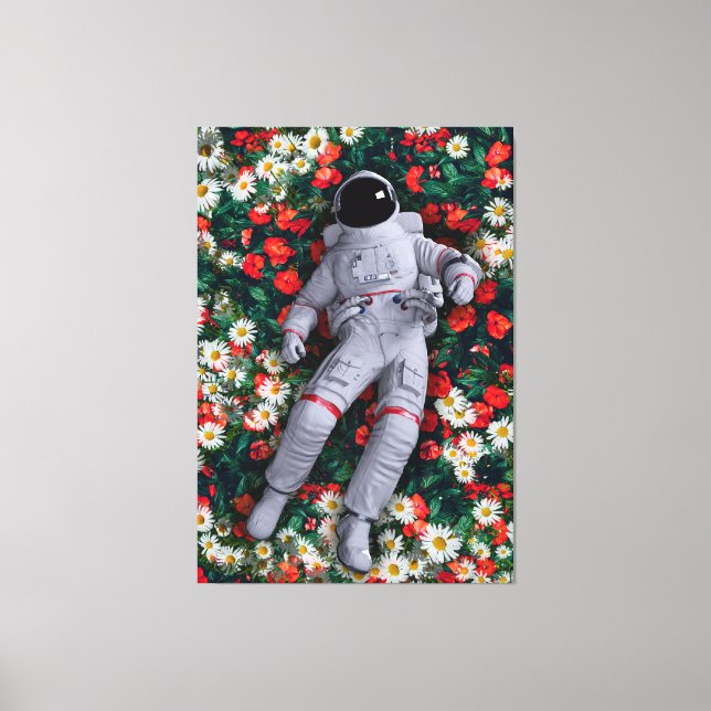 Impressão Em Tela Astronaut Floating in Flowers Surreal Nature Art (Frente)