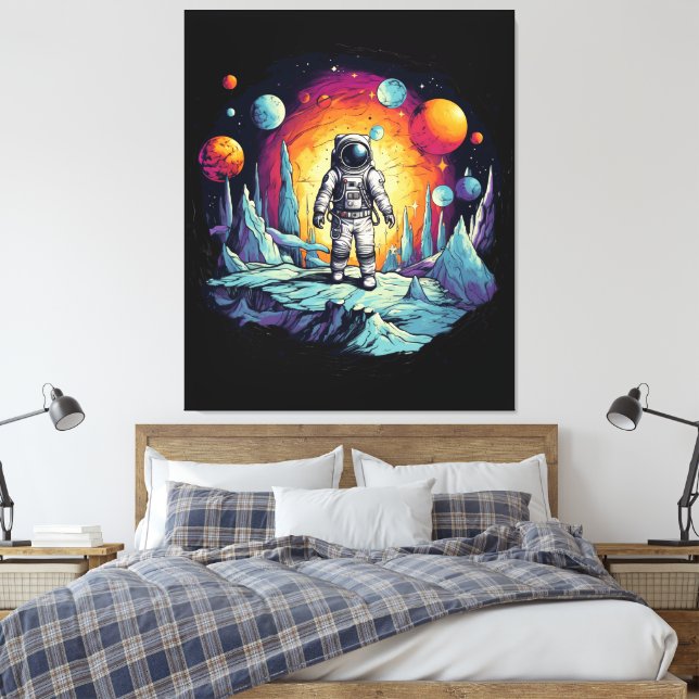 Impressão Em Tela Astronaut Galaxy Space Explorer Wooden Wall Plaque (Insitu(Quarto))