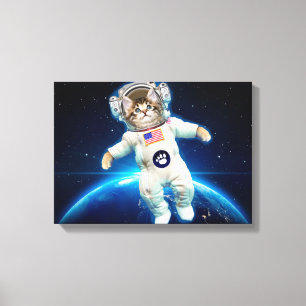Impressão Em Tela Astronauta de gato no espaço