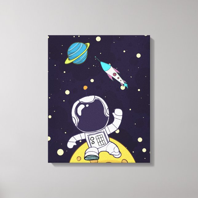 Impressão Em Tela Astronauta Espacial Explorando Espaço Exterior (Frente)