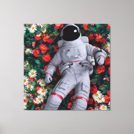 Impressão Em Tela Astronauta nas Flores