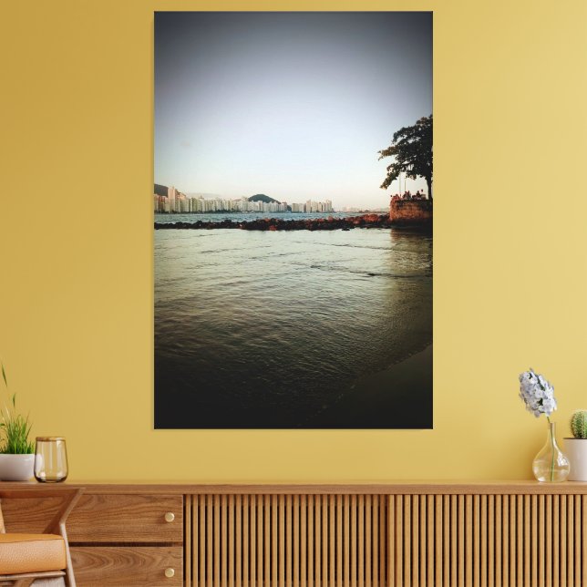 Impressão Em Tela Astúrias Beach Guarujá Brasil (Insitu(Sala de estar))