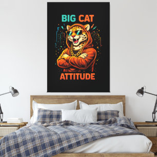 Impressão Em Tela Atitude de Gato Grande