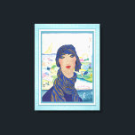 Impressão Em Tela Atleta Mulher Vintage Art Deco<br><div class="desc">Delicioso charmoso e na moda da Era Jazz vestido com chapéu e roupas retrógradas vintage dos anos 20 ou 30. Ao fundo, podem ver as muitas e variadas realizações desportivas desta talentosa mulher - natação, mergulho, pesca, tênis, navegação, condução de carros de corrida, escalada e caminhada de montanha e golfe....</div>