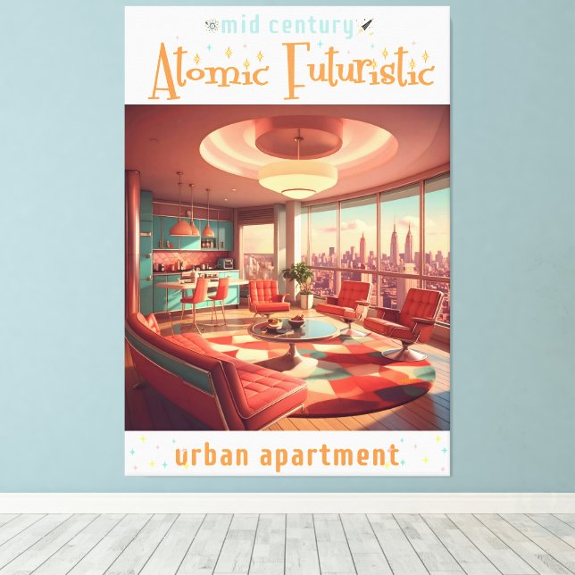 Impressão Em Tela Atomic Futuristic Urban Apartment (Insitu(piso de madeira))