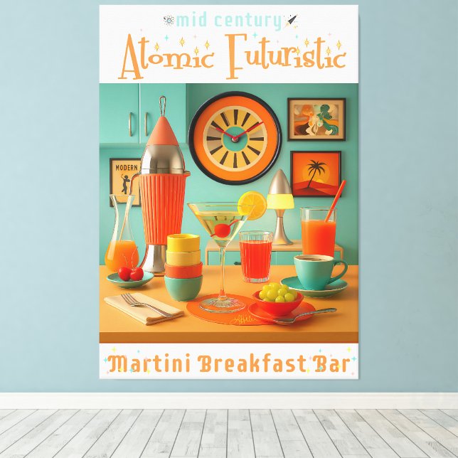 Impressão Em Tela Atomic Retro Futuristic Martini Breakfast Bar (Insitu(piso de madeira))
