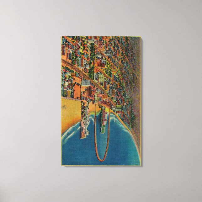 Impressão Em Tela Auditório, Praia e Píer Arco-Íris (Frente)