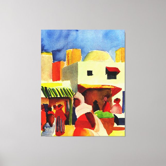 Impressão Em Tela August Macke trabalho de arte, Mercado de Argel (Frente)