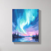 Aurora Boreal Inverno Aquarela
