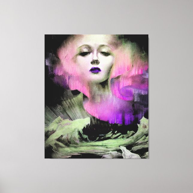 Impressão Em Tela Aurora por Clive Henry, noite roxa rosa (Frente)