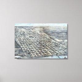 Impressão Em Tela Austin, Texas Antique Aerial City Map de 1873