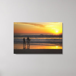 Impressão Em Tela Austrália, Queensland, Gold Coast, Surfistas em