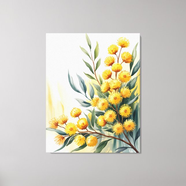 Impressão Em Tela Australia — Watercolor Golden Wattle (Frente)