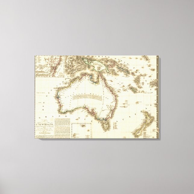 Impressão Em Tela AustráliaMapa PanorâmicoAustrália 2 (Frente)