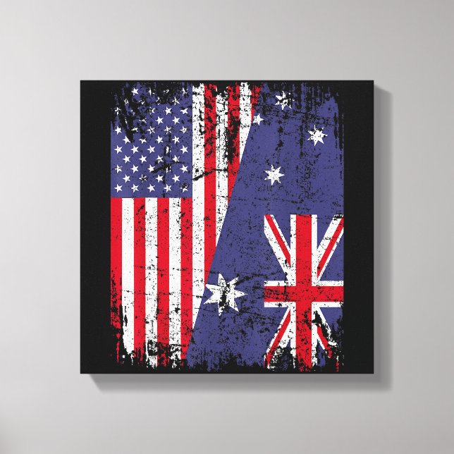Impressão Em Tela AUSTRALIANA ROOTS Half American Flag AUSTRÁLIA (Frente)