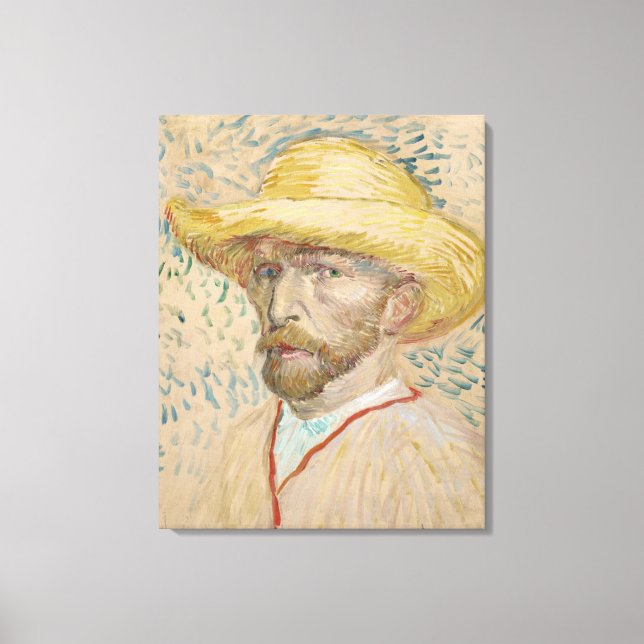 Impressão Em Tela autorretrato de Van Gogh com chapéu de palha (Frente)