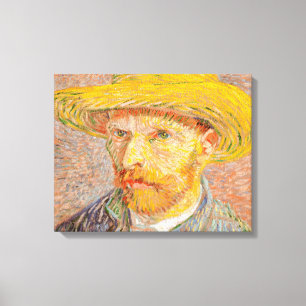 Impressão Em Tela Autorretrato de Vincent Van Gogh com Chapéu de Pal