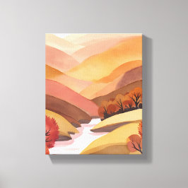Impressão Em Tela Autumn Abode | Paisagem em Aquarela de Folhagem de