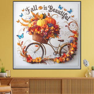 Impressão Em Tela Autumn Bicycle Ação de Graças Blooms Wall Art