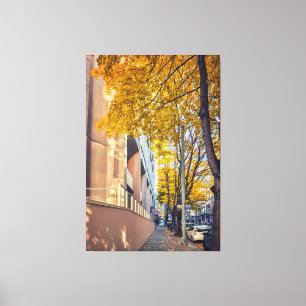 Impressão Em Tela Autumn City Street com árvores Ouros