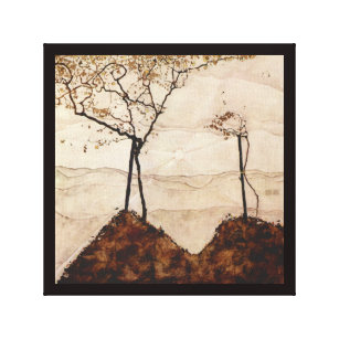 Impressão Em Tela Autumn e Árvores por Egon Schiele, Vintage Art