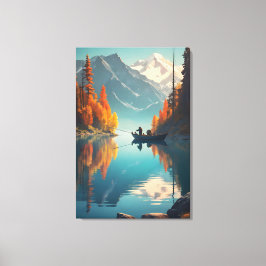 Impressão Em Tela Autumn Lake Fishing | Mountain Wall Art