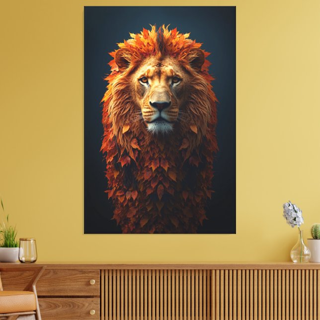 Impressão Em Tela Autumn Majesty – Regal Lion with Autumn Mane (Insitu(Sala de estar))