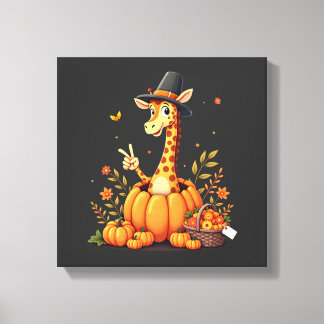 Impressão Em Tela Autumn Pumpkin Fall Giraffe Thanksgiving Womens Me