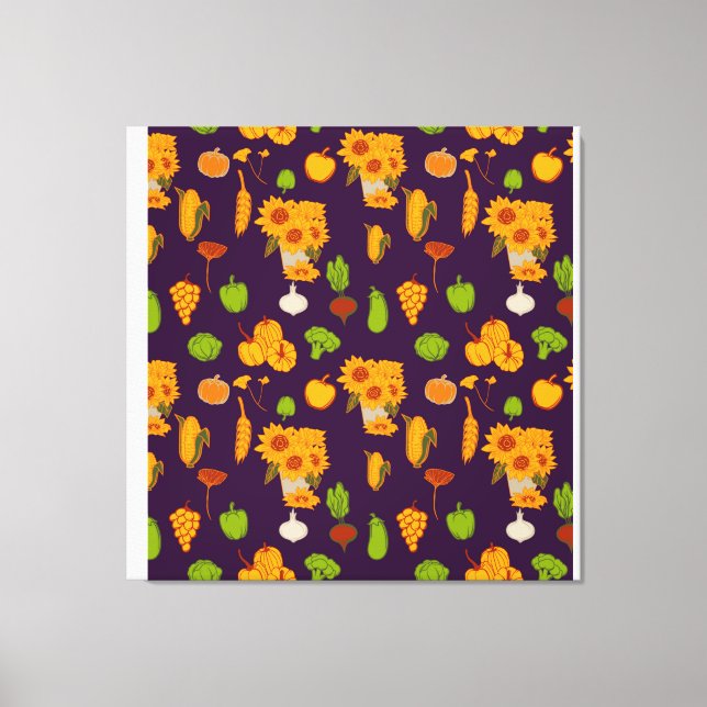 Impressão Em Tela Autumn Saudável Harvest Veggie E Fruta Throw Pi (Frente)