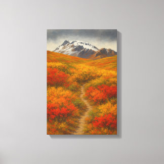 Impressão Em Tela Autumn Trail to Snowy Peaks