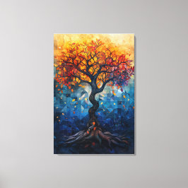 Impressão Em Tela Autumn Tree Mosaic Geometric Glow Art