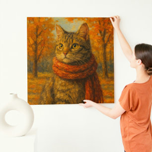 Impressão Em Tela Autumn Whiskers A Cozy Cat in Fall Breeze