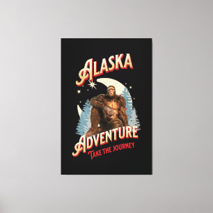 Impressão Em Tela Aventura do Pé Grande do Alasca Arte Retro da Natu