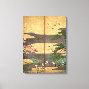 Impressão Em Tela Aves com flores do outono e do inverno