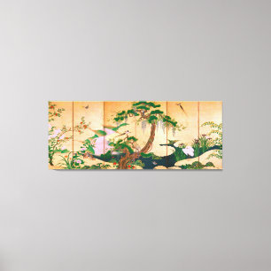 Impressão Em Tela Aves e Flores de Primavera e de Verão