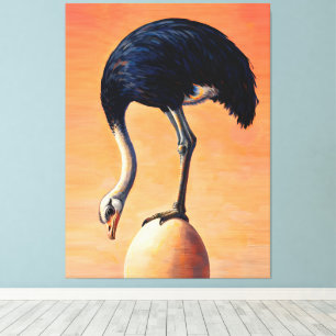Impressão Em Tela Avestruz Majestosa em Equilíbrio sobre Arte do Pôr