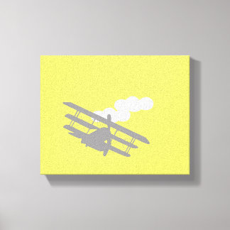 Impressão Em Tela Avião em fundo amarelo claro.