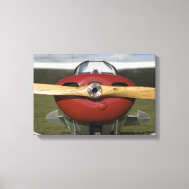 Impressão Em Tela Avião Vermelho e Hélice de Madeira
