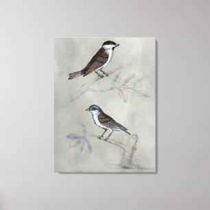 Impressão Em Tela Aviário Silvered  Um Par De Aves