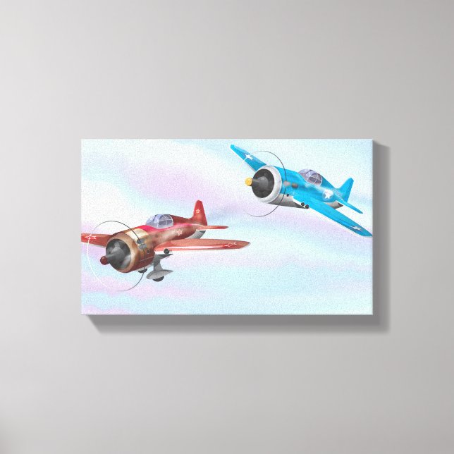 Impressão Em Tela Aviões de protótipo gêmeo voando (Frente)