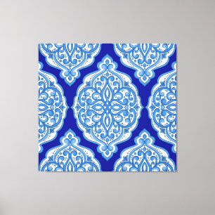 Impressão Em Tela Azul-branco-luxo, ornamento turco.