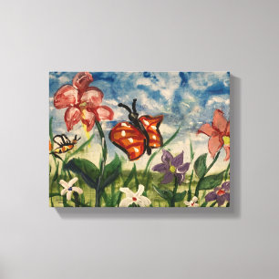 Impressão Em Tela Azul Cinto com Laranja Aquarela Arte Infantil