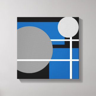 Impressão Em Tela Azul Cinza Preto Branco Moderno - Tela Enrolada